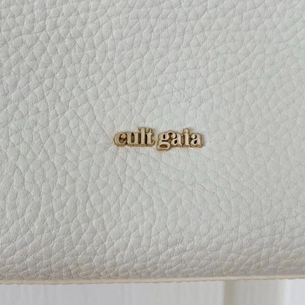 Cult Gaia Tala Cream Off-white Pebble Leather Knot Handle Shoulder Satchel Bag